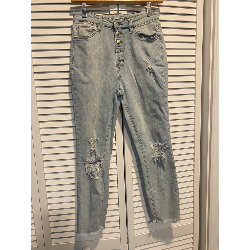 YMI Dream Jeans Light Wash High Rise Distressed Button Fly Skinny Size 9/29